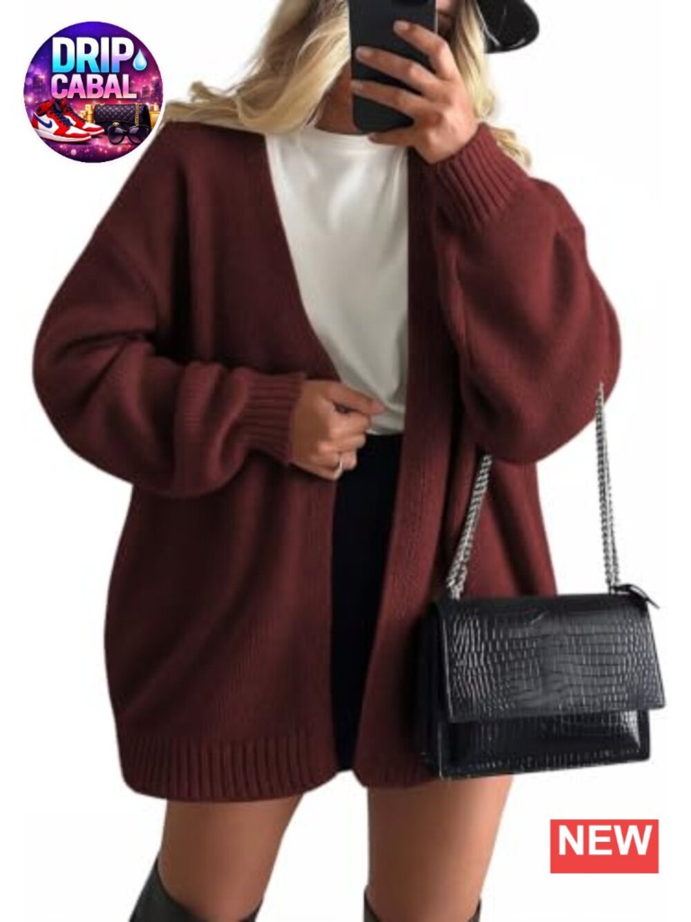 Women's Cable Knit Open Front Cardigan Long Puff Sleeve Acrylic Sweater